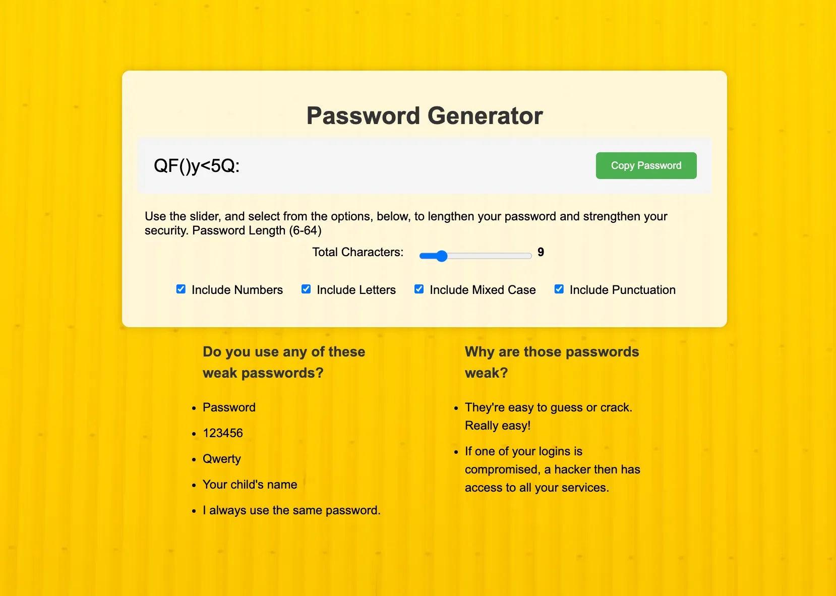 Password Generator Project